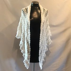 BoHo Hand Crocheted Shawl Wrap White